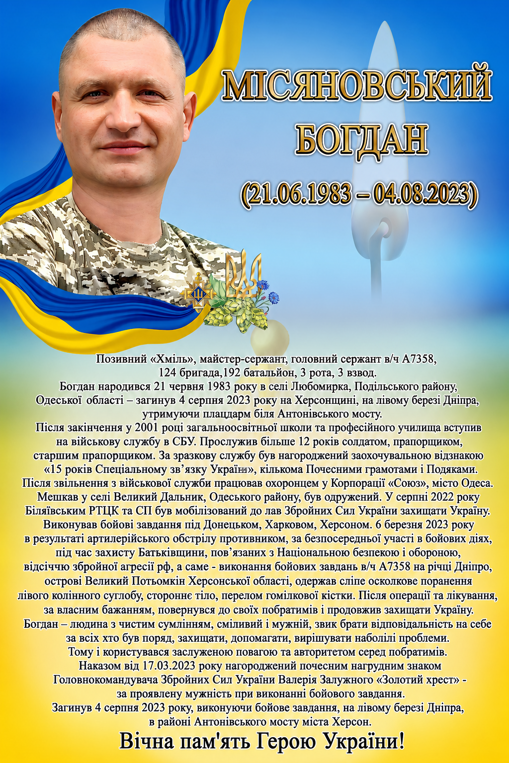 Вшанування пам'яті Місяновського Богдана